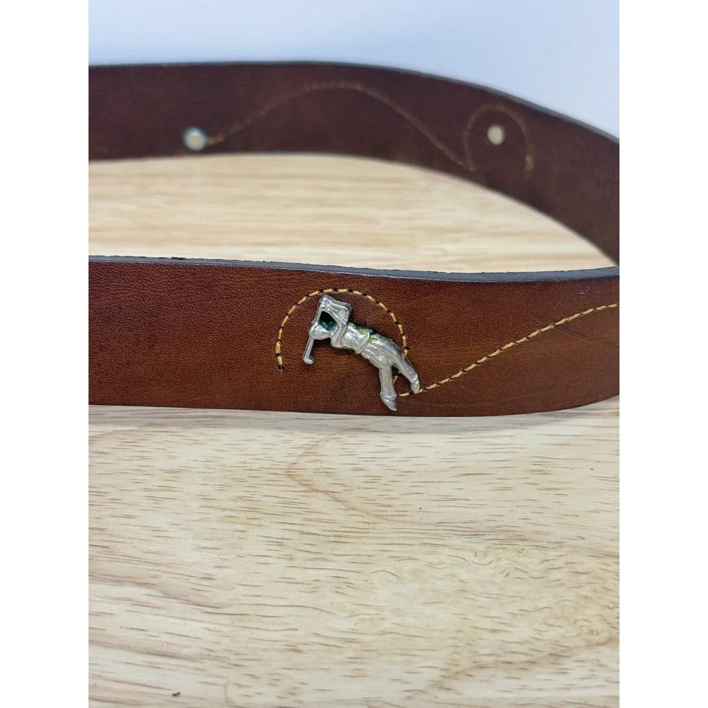 Cole Haan Men's Tan Leather Golfer imbedded Belt Size 36 Made In USA‎ #50